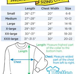 Men Women Sweatshirts Size Chart - Testtee