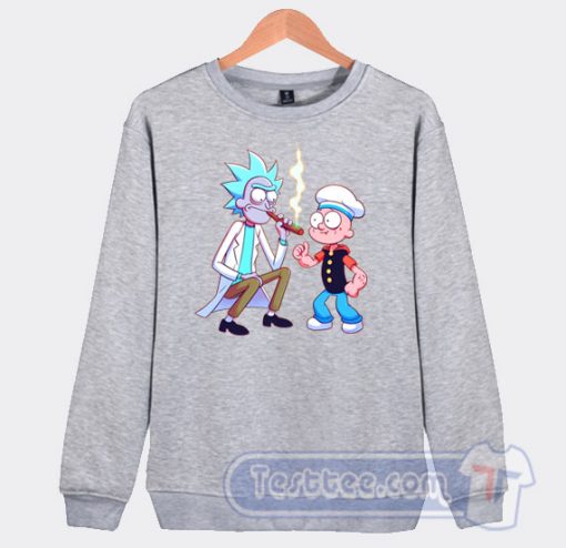 Cheap Schwifty Rick And Morty Smoking With Popeye Sweatshirt